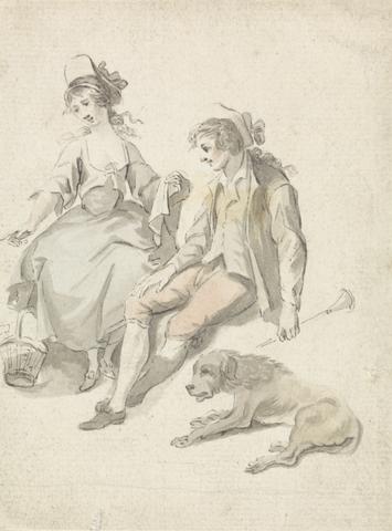 Michel Vincent Brandoin Shepherd, Shepherdess and Dog