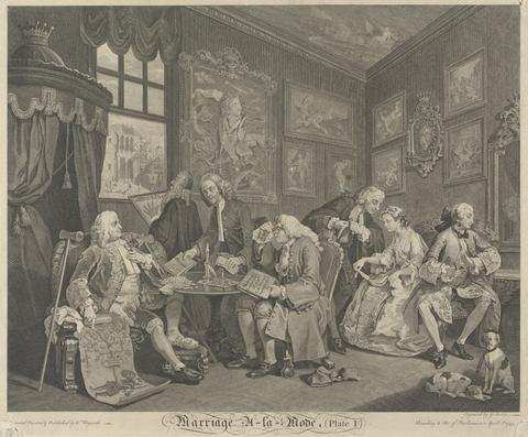 Gerard Jean Baptiste Scotin Marriage A-La-Mode, Plate I: The Contract
