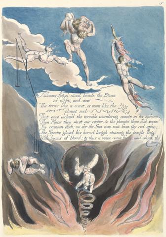 William Blake America. A Prophecy, Plate 7, "Albions Angel stood...."