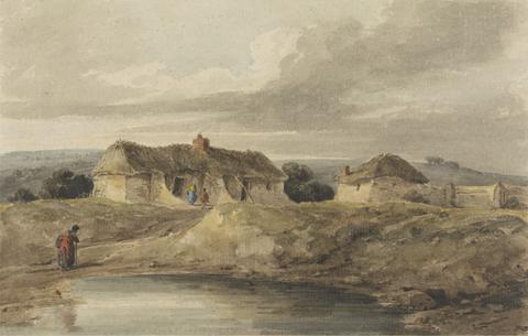 Amelia Long Landscape with Thatched Buildings