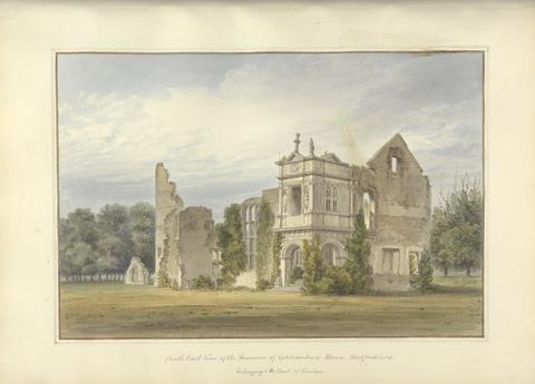 John Buckler FSA South East View of the Remains of the Gorhambury House Hertfordshire, belonging to the Earl of Verulam