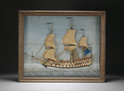 Walker, Augustine, artist. Cut-paper diorama of the HMS Sutherland.