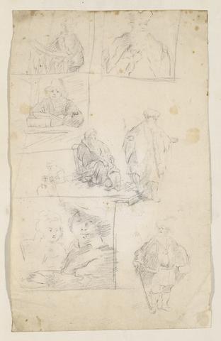 Sir Joshua Reynolds RA Sheet of Copies after Etchings by Rembrandt