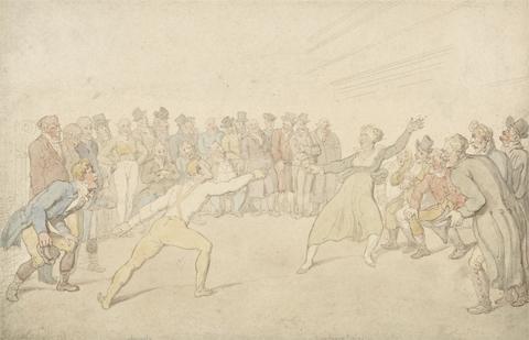 Thomas Rowlandson Henry Angelo and Madame Cain Fencing