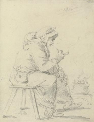 An Old Woman Smoking a Pipe