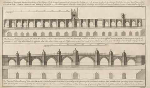 Benjamin Cole Two Plans for the Conversion of Old London Bridge by C. Labelye, The Second a Plan by Sir Christopher Wren