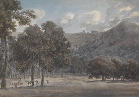 John Robert Cozens Il Parco degli Astroni - The Wooded Crater Bottom with Hunt in Progress