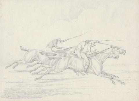 Henry Thomas Alken "Scraps", no 17: Racing, Three Horses with Jockeys Up Galloping to Right