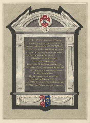 Daniel Lysons Memorial of George, Earl of Berkeley from Cranford Church