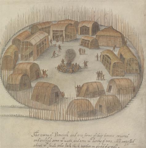 Mrs. P. D. H. Page Village of Pomeiooc, after the Original by John White in the British Museum [Sir Walter Raleigh's Virginia, No. 34 A]