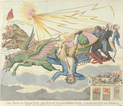 unknown artist The Fall of Phaeton - The Blow Up of the Whig Club - or the Majesty of the People (from: Caricature, vol. 7)