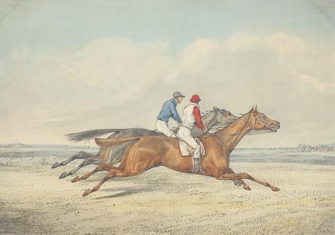 Henry Thomas Alken Two Jockeys Galloping Neck and Neck to Right