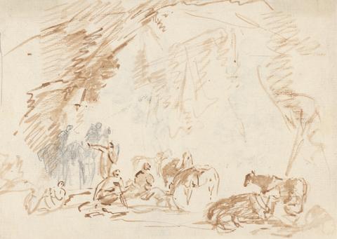 Sawrey Gilpin Rough sketch of figures and horses