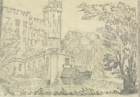 unknown artist The Back of a Large Castle with Waterwheel in the Foreground