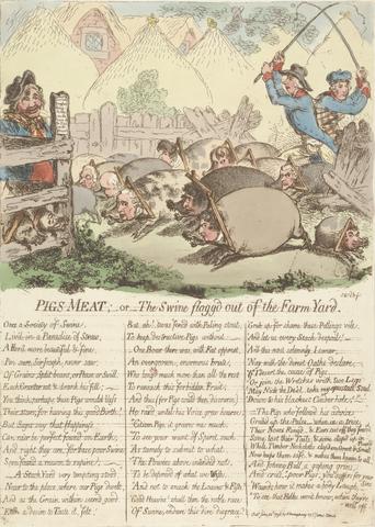 James Gillray Pigs Meat; - or - The Swine Flogg'd Out of the Farm-Yard