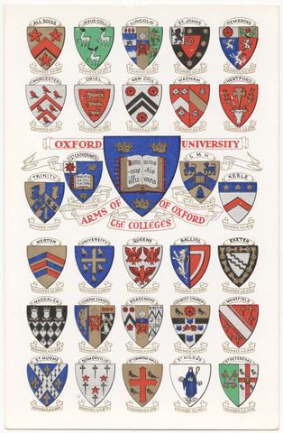 Oxford University : arms of the colleges of Oxford.