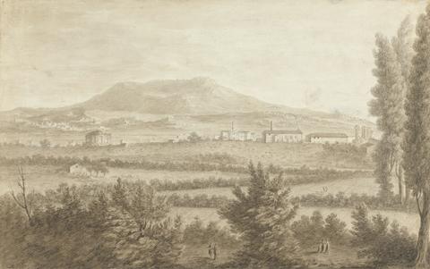 unknown artist Views in the Levant: Landscape with Fields in Foreground, Town and Volcanic Mountains
