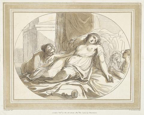 Francesco Bartolozzi RA Woman Dying On A Bed, With One Man and Two Women Mourning Her