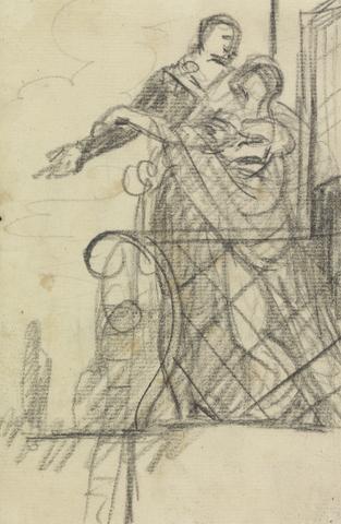 Benjamin Robert Haydon Study of Two Figures on a Balcony