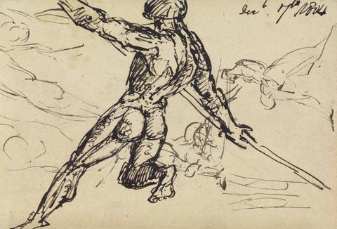 Benjamin Robert Haydon Figure Studies of a Nude Male with Spear