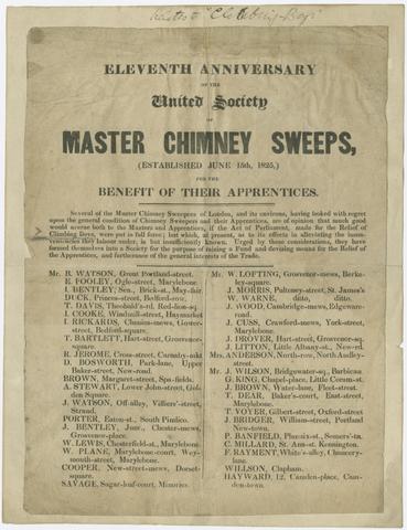 Eleventh anniversary of the United Society of Master Chimney Sweeps : (established June 15th, 1825,) for the benefit of their apprentices.