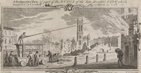 William Henry Toms A Perspective View of the Ruins of the Late Dreadful Fire which happened in the Cornhill on March 23 1748
