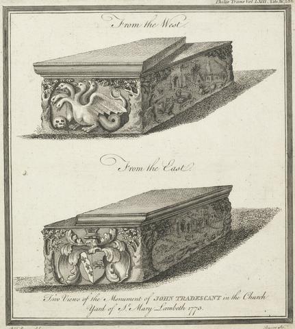 James Basire Two Views of the Monument of John Tradescant in the Church of St. Mary