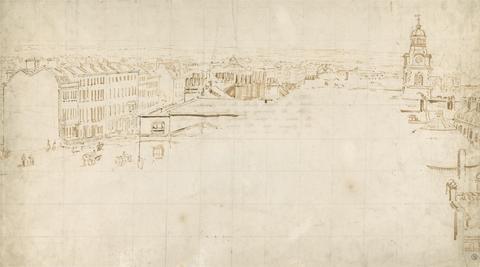 Thomas Girtin Sketch for the Eidometropolis: Panorama, Great Surrey Street and Christchurch, Southwark