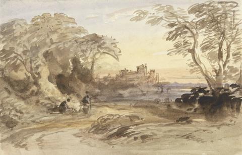 John Varley Landscape with Figures and Distant Castle
