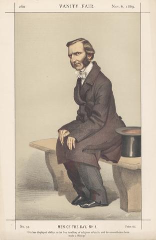 unknown artist Vanity Fair - Clergy. 'He has displayed ability in the free handling of religious subjects, and nevertheless been made a Bishop.' Temple. 6 November 1869