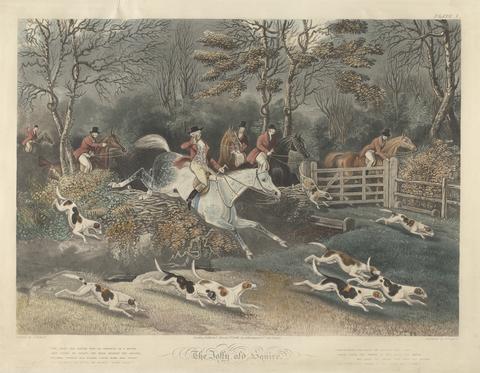 Henry Papprill Fox-Hunting [set of four]: "The Jolly Old Squire" - Plate I. "The Jolly Old Squire was as staunch as a hound, ..."
