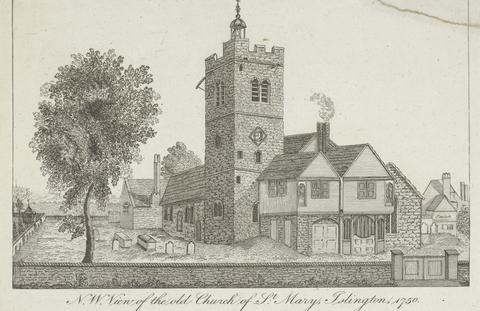 unknown artist North West View of the Old Church of St. Mary, Islington