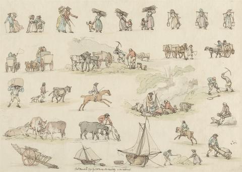 Thomas Rowlandson Set of sixteen: Outlines of Figures and Landscapes