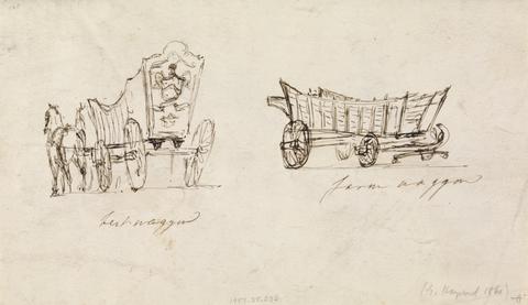 George Hayward Sketch of Two Wagons