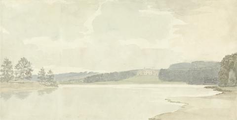 Samuel Davis River Scene with a Country House in Distance