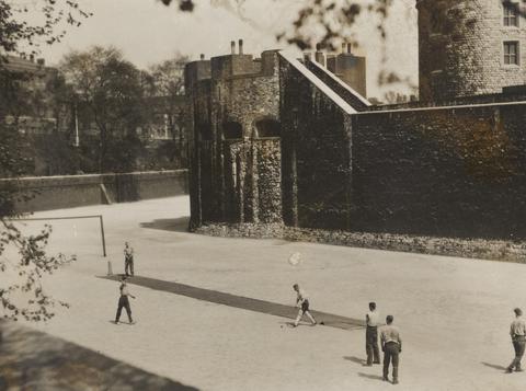 Emil Otto Hoppé Soldiers Playing Cricket in Moat of Tower of London