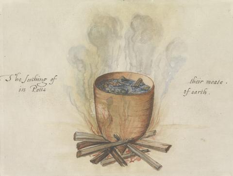 Mrs. P. D. H. Page Cooking in a Pot, After the Original by John White in the British Museum [Sir Walter Raleigh's Virginia, No. 48 A]