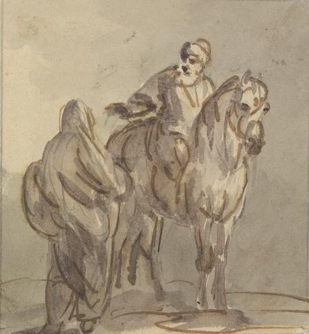 Sawrey Gilpin Two People: One Standing, One Seated on a Horse