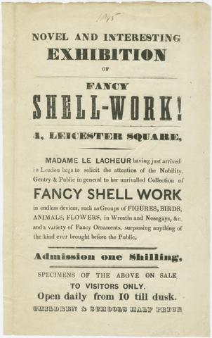 Le Lacheur, Madame, active 1845. Novel and interesting exhibition of fancy shell-work!.