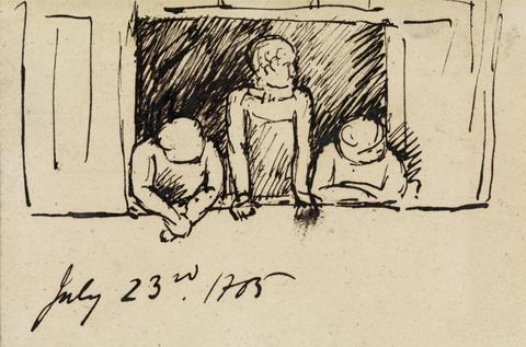 Benjamin Robert Haydon Study of Three Figures, Leaning on a Windowsill