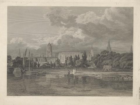 James Basire South View of Christ Church, etc. from the Meadows