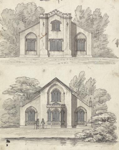James Malton Preparatory drawings for Designs 3 and 4, Plate 2 of A Collection of Designs for Rural Retreats