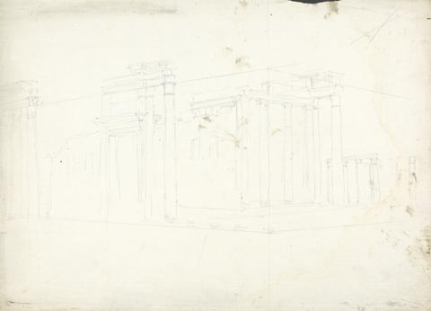 James Bruce No. 29 sketch of temple remains at Baalbec or Palmyra