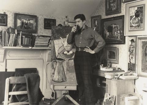 Lewis Morley Morley in Studio with Paintings