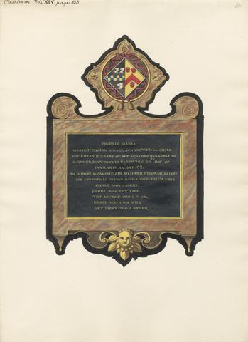 Daniel Lysons Memorial to Mary Heigham from East Ham Church