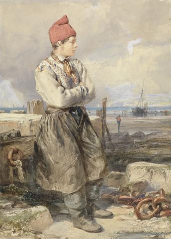 James Duffield Harding French Coast Scene with Fisherboy
