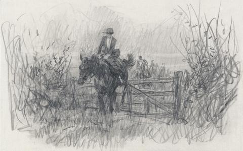 Gilbert Joseph Holiday Over the Gate: Lady Huntsman Taking a Fence