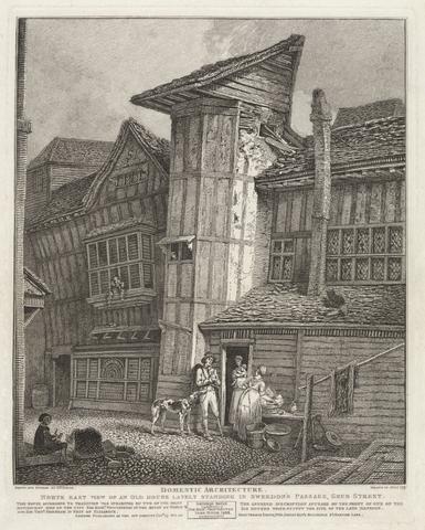 John Thomas Smith Domestic Architecture - N. E. View of an Old House lately Standing in Sweedon's Passage, Grub Street
