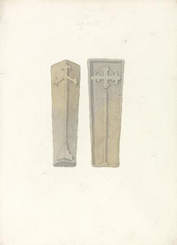 John Sell Cotman Studies of Two Coffin Lids from Norfolk Churches