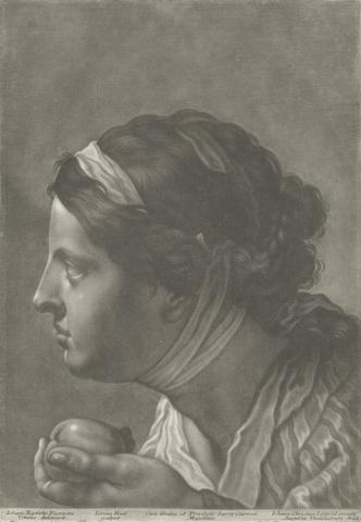 Johann Lorenz Haid Portrait of a Woman Holding Fruit